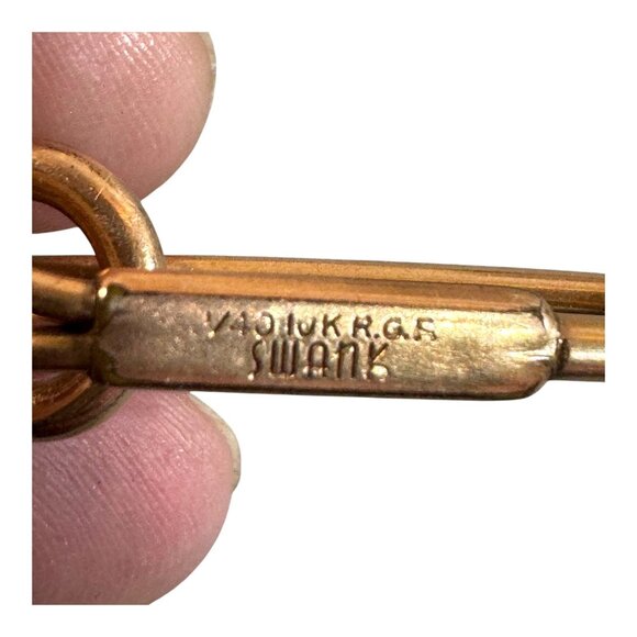 Vintage Swank 1/20 10K Rolled Gold Plated Gold Tie Clip Bar Red Gemstone Accent - Picture 4 of 7